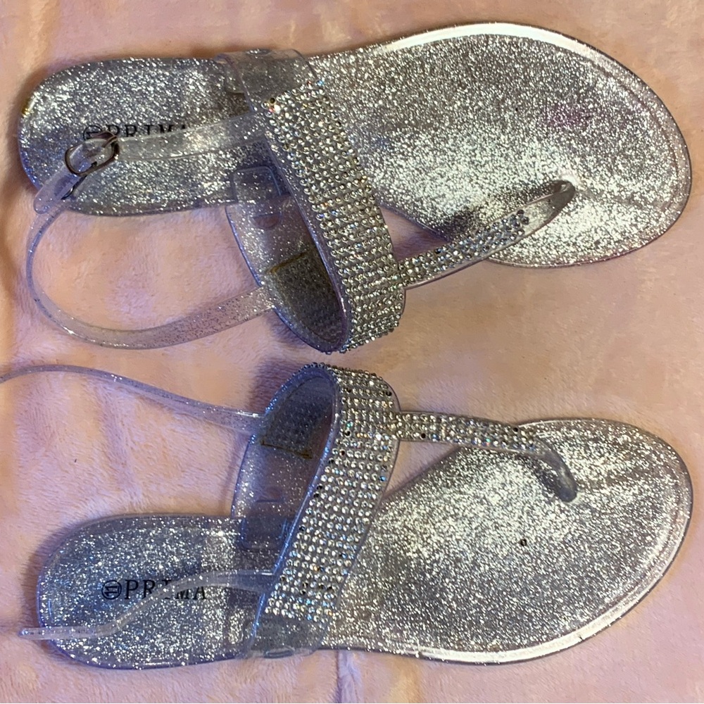 Silver Glitter Sandals